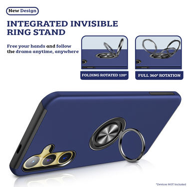 Samsung Galaxy S21 Ultra Compatible Case Cover With Shockproof And Magnetic Ring Holder - Navy